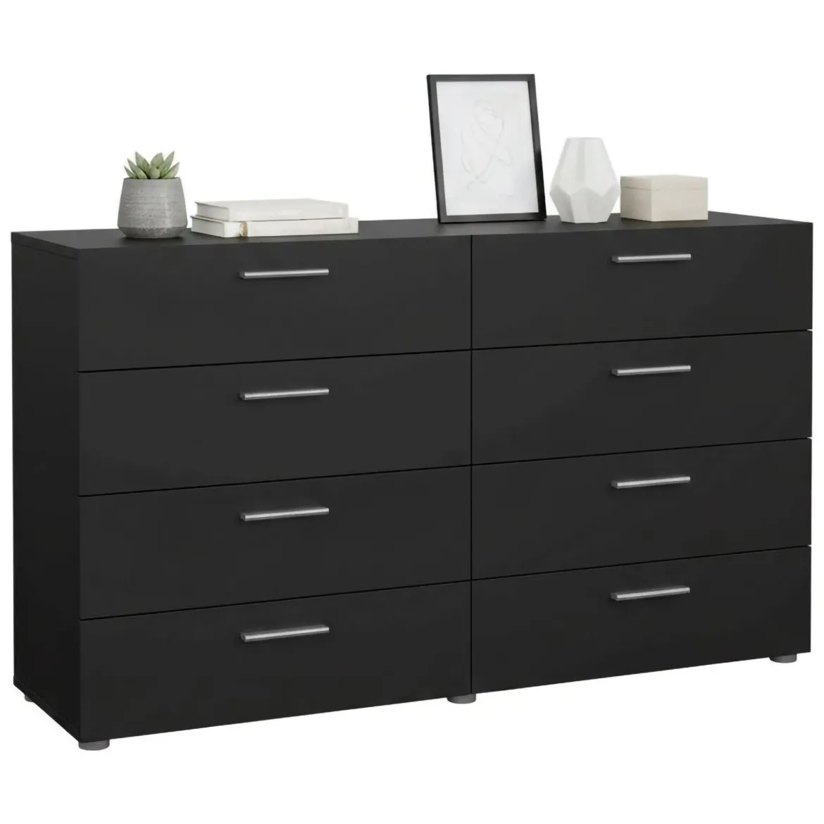 Credenza nera 140x40x81h cm 8 cassetti - Urduja