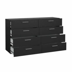 Credenza nera 140x40x81h cm 8 cassetti - Urduja