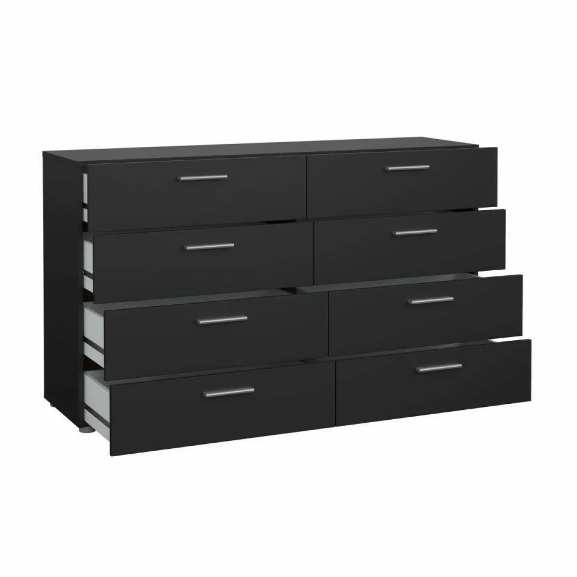 Credenza nera 140x40x81h cm 8 cassetti - Urduja