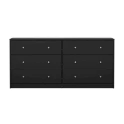 Credenza nera 143x30x68h cm 6 cassetti - Rick