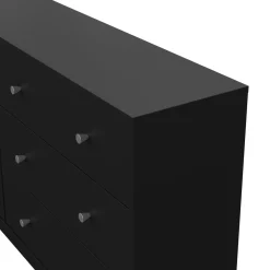 Credenza nera 143x30x68h cm 6 cassetti - Rick