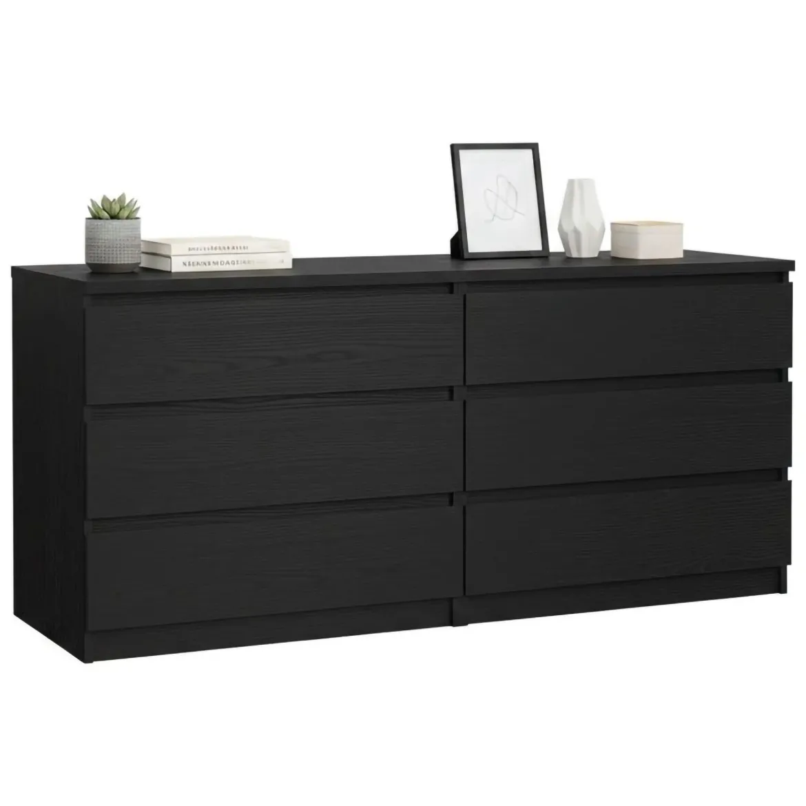 Credenza nera 153x50x68h cm 6 cassetti - Joyce