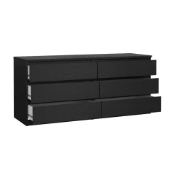 Credenza nera 153x50x68h cm 6 cassetti - Joyce