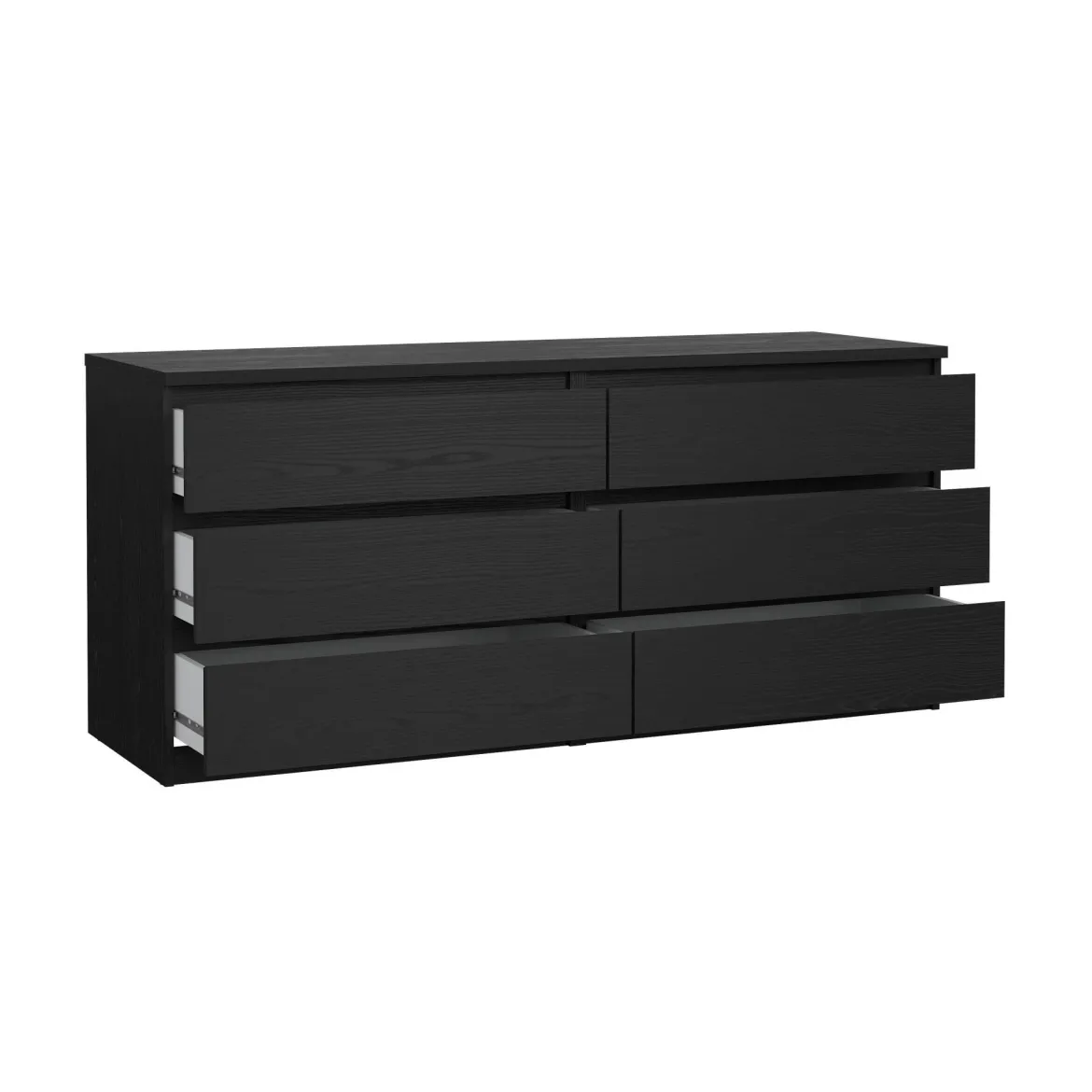 Credenza nera 153x50x68h cm 6 cassetti - Joyce