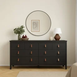 Credenza nera 159x38x79h cm 8 cassetti - Kovsova