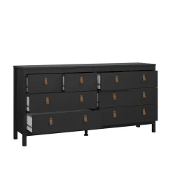 Credenza nera 159x38x79h cm 8 cassetti - Kovsova