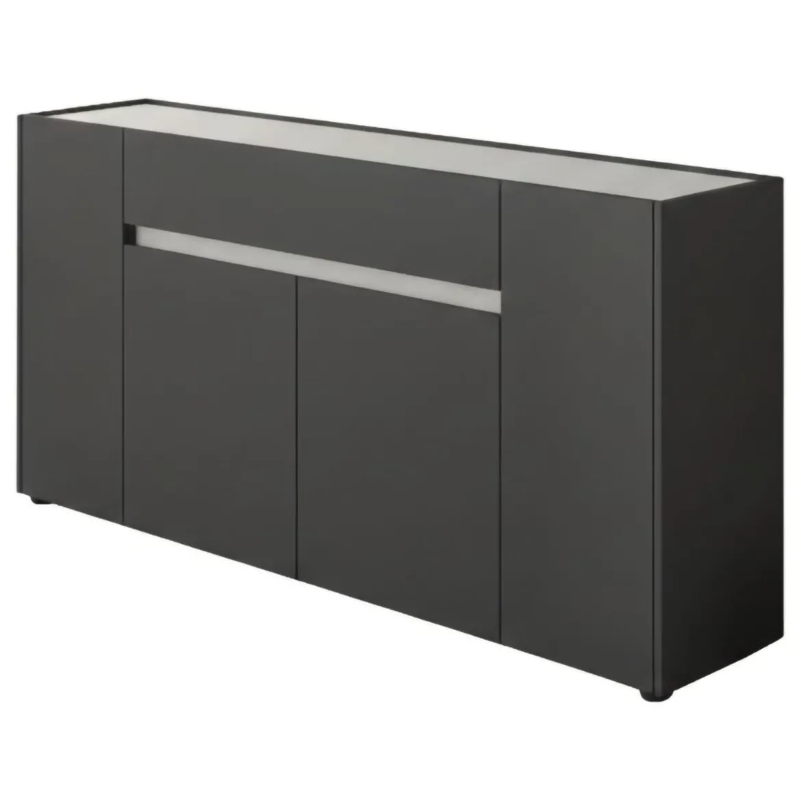 Credenza Nero Antracite Bianco un Cassetto 3 Ripiani 170x40x85h cm, Apertura Battente - Cirimido
