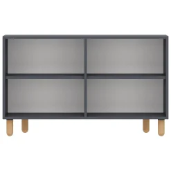 Credenza Nero Antracite Marrone Rovere 2 Ripiani 4 Vani 120x30x74h cm, 4 Ante - Colzano
