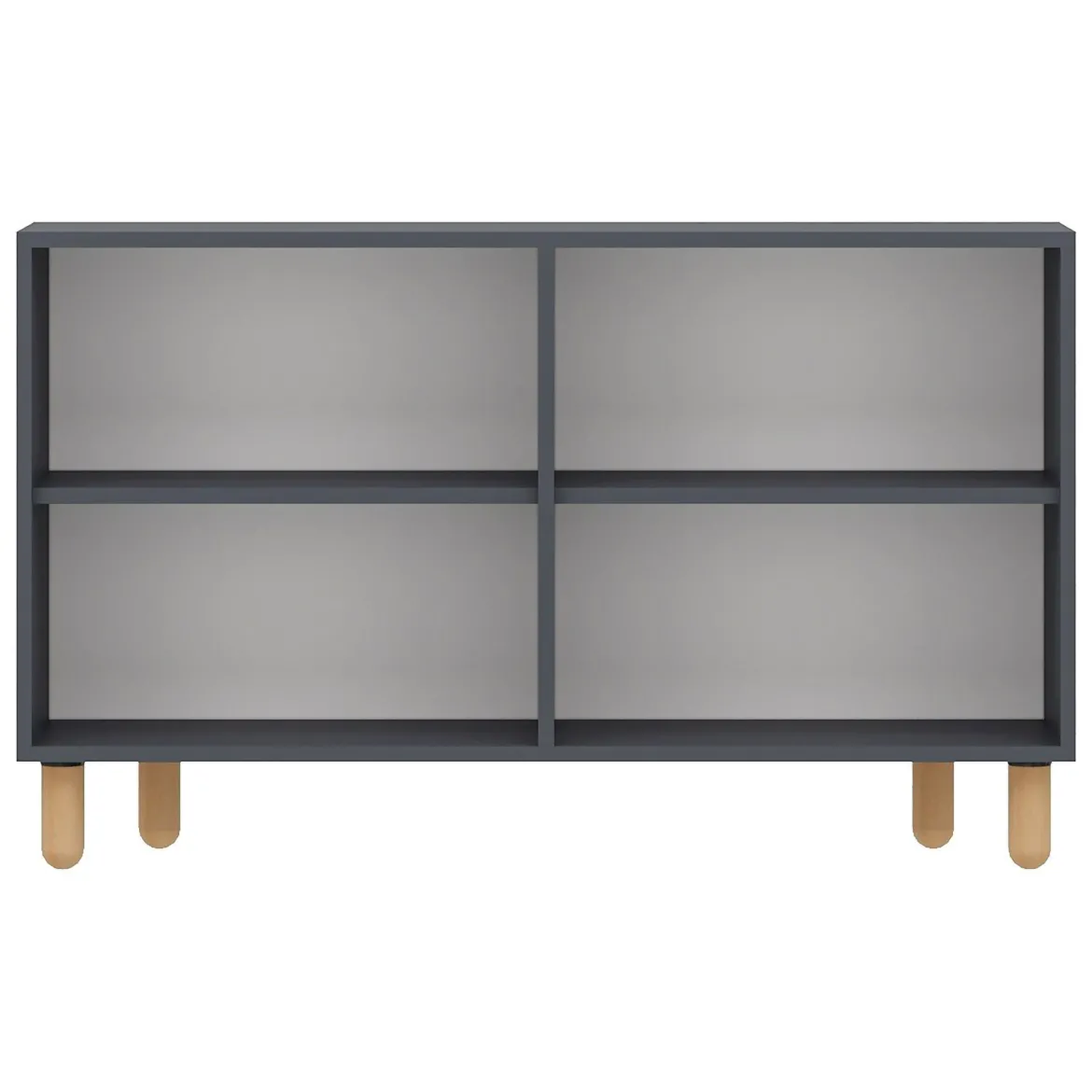 Credenza Nero Antracite Marrone Rovere 2 Ripiani 4 Vani 120x30x74h cm, 4 Ante - Colzano