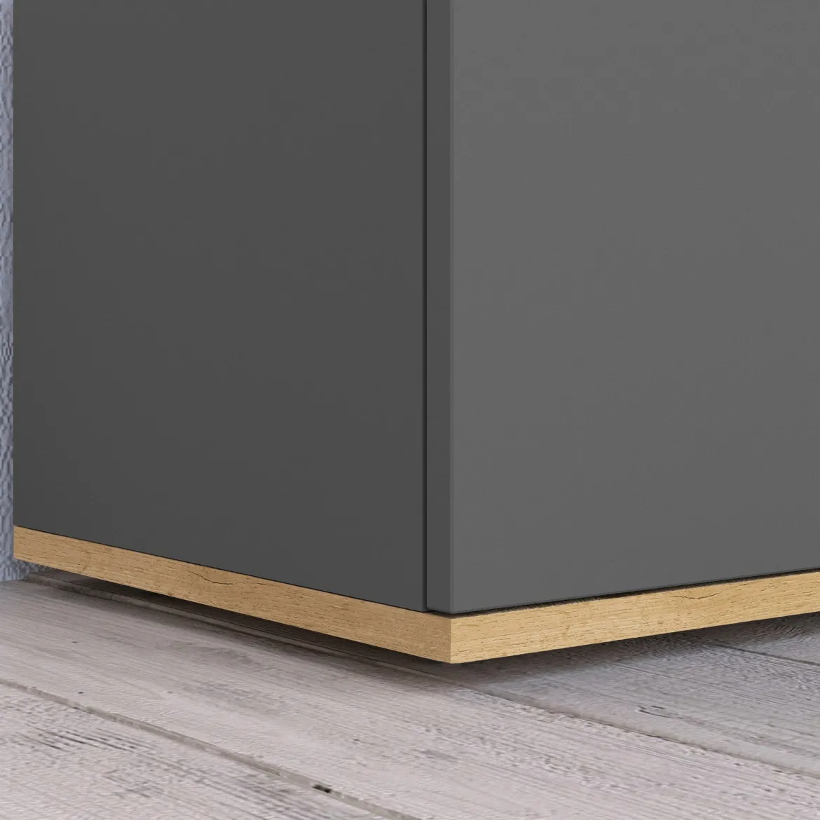 Credenza Nero Antracite Marrone Rovere un Ripiano 2 Ante 72x36x73h cm, 2 Vani - Pontida