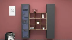 Credenza Nero Antracite 14 Ripiani 2 Ante 40x30x180h cm, 19 Vani - Colonno
