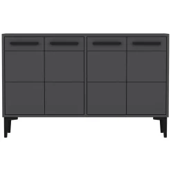 Credenza Nero Antracite 2 Ripiani 4 Ante 120x30x75h cm, 4 Vani - Perledo