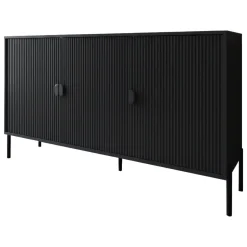 Credenza Nero Cassetti Ripiani 203x49x83h cm, Apertura Battente - Ostiglia
