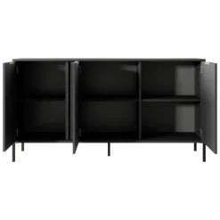 Credenza Nero oro 3 Ripiani Apertura Battente 153x40x81h cm, 3 Ante - Hamagami