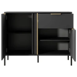 Credenza Nero oro un Cassetto 2 Ripiani 103x40x81h cm, Apertura Battente, Scorrevole - Hame