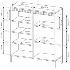 Credenza Nero 5 Ripiani Apertura Battente 104x40x123h cm, 3 Ante - Hatolaro