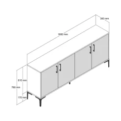 Credenza noce e antracite 160x35x78h cm 4 ante - Soraya