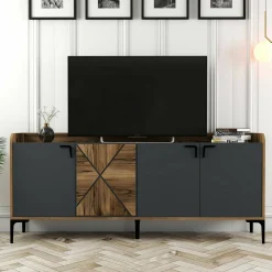 Credenza noce e antracite 180x35x78h cm 4 ante - Agape