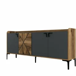 Credenza noce e antracite 180x35x78h cm 4 ante - Agape