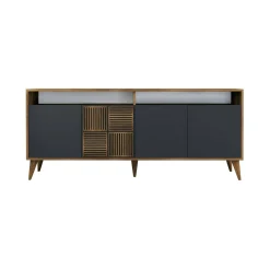 Credenza noce e antracite 180x45x80h cm 3 ante - Vardah