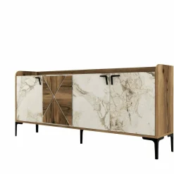 Credenza noce e bianca marmo 180x35x78h cm 4 ante - Agape