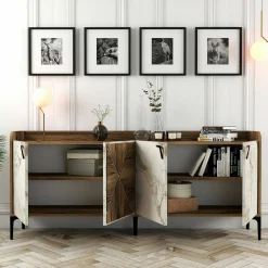 Credenza noce e bianca marmo 180x35x78h cm 4 ante - Agape