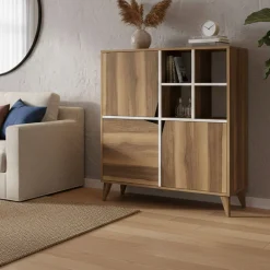 Credenza noce e bianca 160x35x78h cm 4 ante - Garigliano