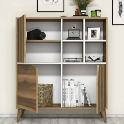 Credenza noce e bianca 160x35x78h cm 4 ante - Garigliano