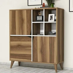Credenza noce e bianca 160x35x78h cm 4 ante - Garigliano