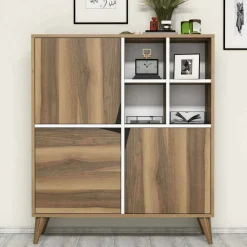 Credenza noce e bianca 160x35x78h cm 4 ante - Garigliano