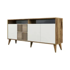 Credenza noce e bianca 160x35x78h cm 4 ante - Garigliano