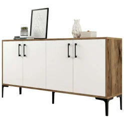 Credenza noce e bianca 160x35x78h cm 4 ante - Soraya