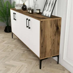 Credenza noce e bianca 180x35x78h cm 3 ante - Also