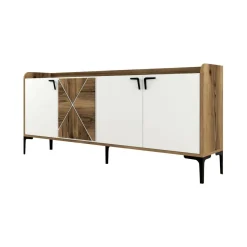 Credenza noce e bianca 180x35x78h cm 3 ante - Also
