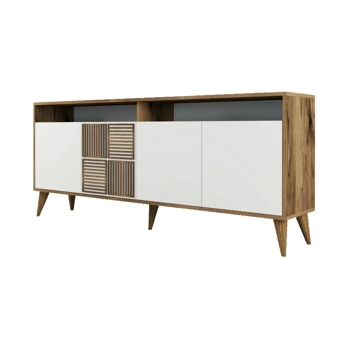Credenza noce e bianca 180x35x78h cm 4 ante - Jole