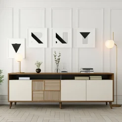Credenza noce e crema 180x35x78h cm 4 ante - Benjamin