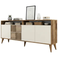Credenza noce e crema 180x35x78h cm 4 ante - Benjamin
