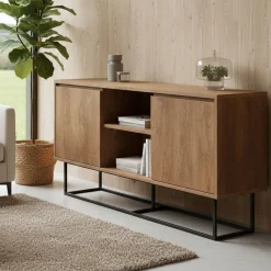 Credenza noce e nera 180x35x78h cm 3 ante - Fay