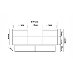Credenza noce e nera 180x35x78h cm 3 ante - Fay