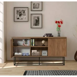 Credenza noce e nera 180x35x78h cm 3 ante - Fay