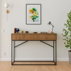 Credenza noce e nera 120x36x90h cm 3 cassetti - Avetrana