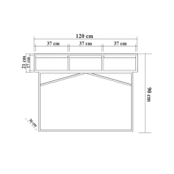 Credenza noce e nera 120x36x90h cm 3 cassetti - Avetrana