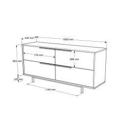 Credenza noce e quercia 160x44x74h cm 2 ante - Anterivo