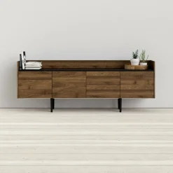 Credenza noce 195x40x73h cm 3 ante e 2 cassetti - Zungoli