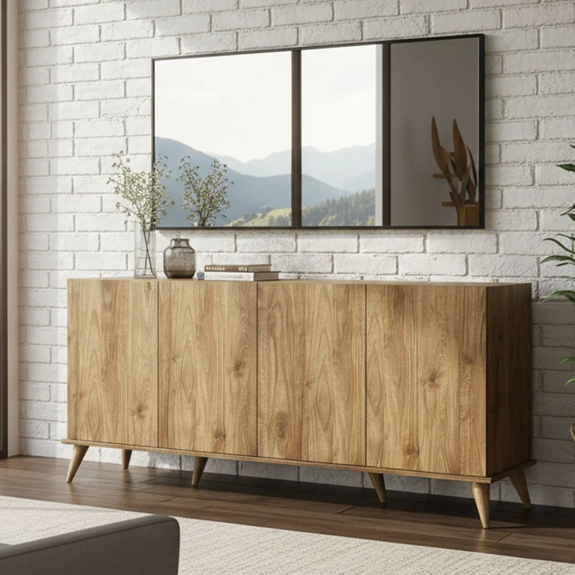 Credenza noce 180x45x80h cm 4 ante - Paine