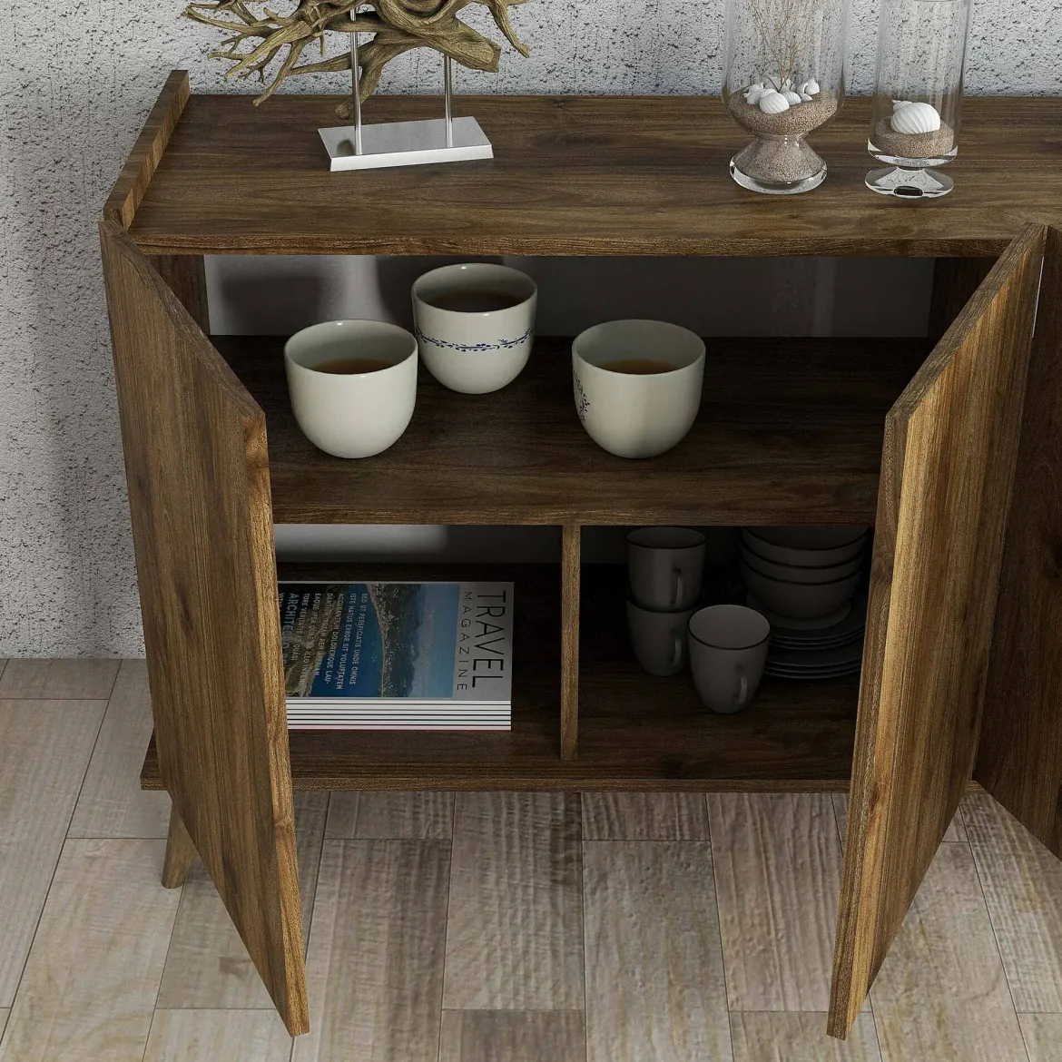 Credenza noce 180x45x80h cm 4 ante - Paine