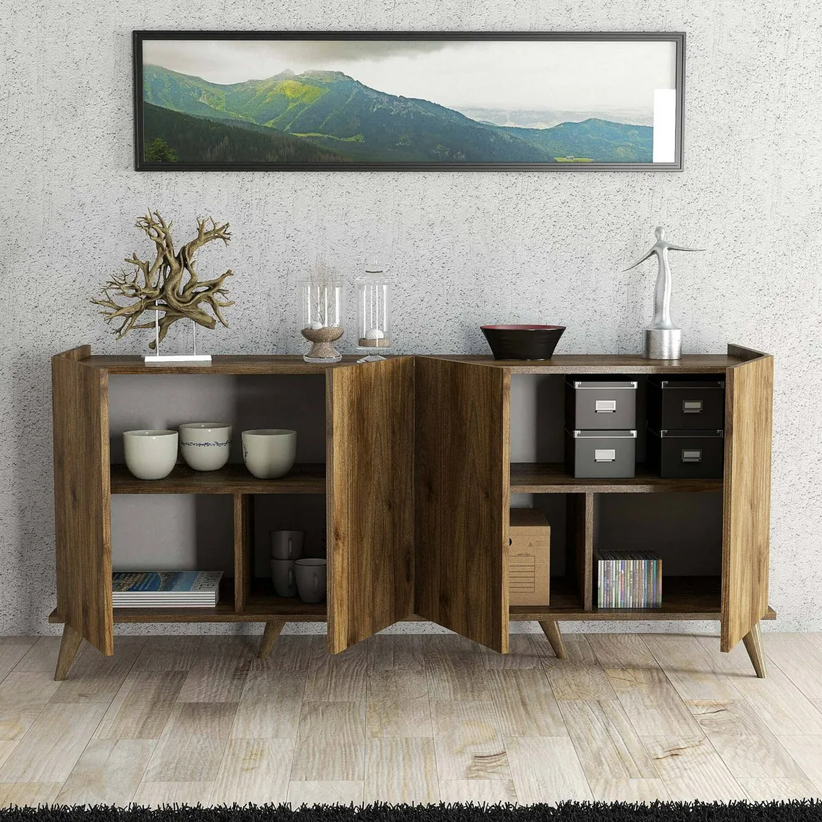 Credenza noce 180x45x80h cm 4 ante - Paine