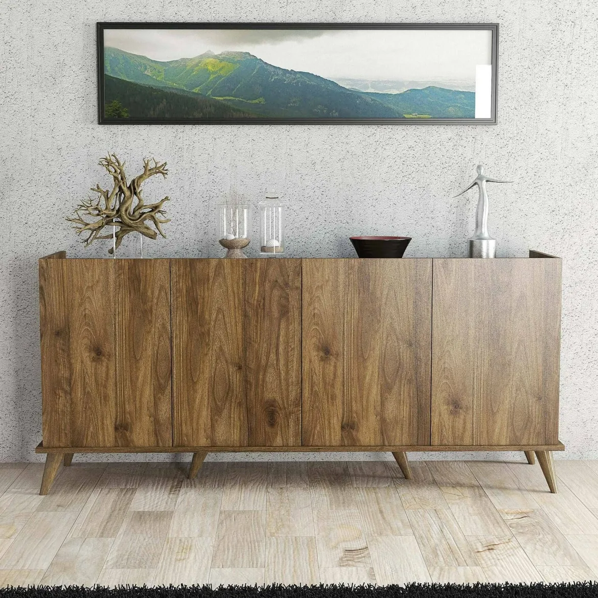 Credenza noce 180x45x80h cm 4 ante - Paine