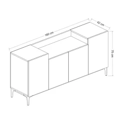 Credenza noce 160x42x75h cm 4 ante - Picea
