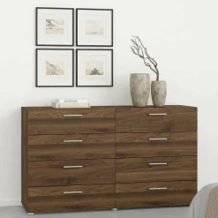Credenza noce 140x40x81h cm 8 cassetti - Phethai